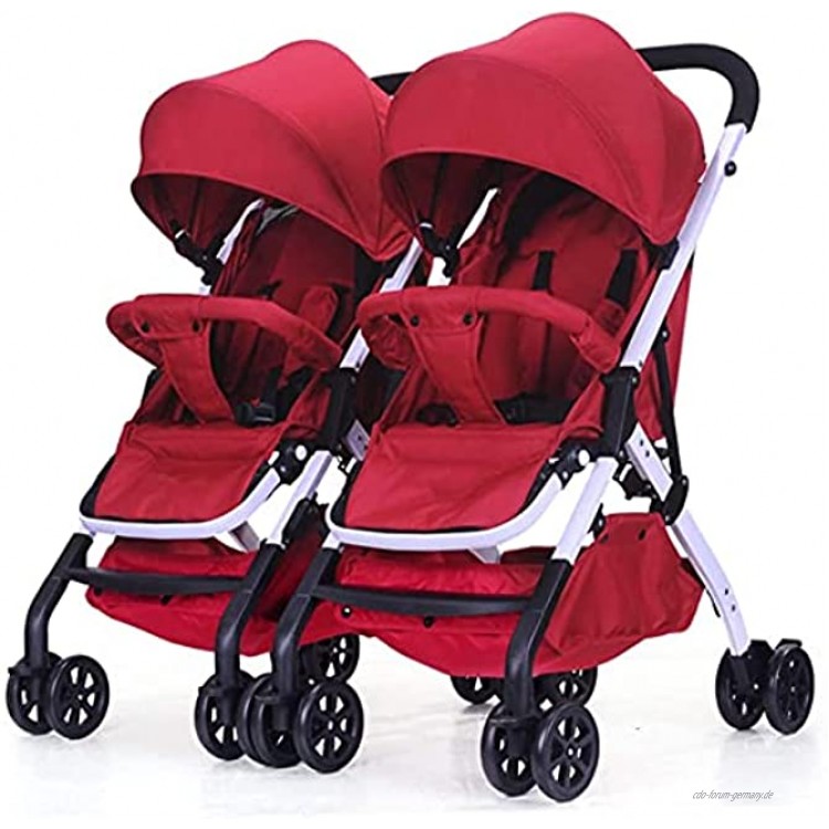 Baby-Kinderwagen für Neugeborene Kleinkinder 2 Stück abnehmbar verstellbar faltbar für Outdoor-Aktivitäten im Auto leicht sicher Farbe: Rot