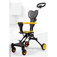 jiji Kinderwagen Kinderwagen Faltbare kompakte Reversible Kinderwagen Vorderrad-Stoßdämpfer-Sicherheitsgurt mit großem Baldachin-Säuglingsauto Buggy Color : Yellow Größe : B