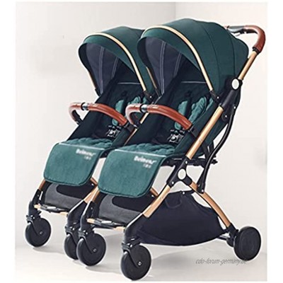 jiji Kinderwagen Twin Baby-Kinderwagen kann sitzen und liegen abnehmbare einhändiges faltbares klappbares Baby-Kinderwagen Säuglingsauto Buggy Color : Dark Green