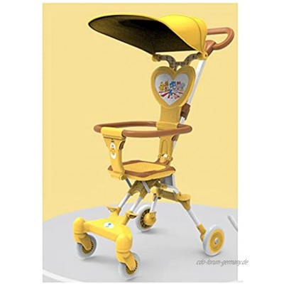 QIFFIY Kinderwagen Kinderwagen Reversible Seat einhändig Faltfalzen Zusätzlicher Lagerung Vier-Rad Faltbare Faltbare Kinderwagen-Zwei-Wege Sportwagen Buggy Color : Yellow