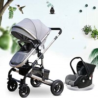 YQLWX Babywagen 3-in-1-Reisesystem-hohe Kapazität Landschaft Luxus-Kinderwagen-Kinderwagen für Neugeborene und Kleinkind Farbe: grau