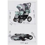Yyqx Kinderwagen Twin Baby-Kinderwagen EIN Button-Rückzug Leichte Faltbare Sitzen und Liegestütze Doppelwagen für Zwei Kinder Buggy Color : Mint+Black Tube