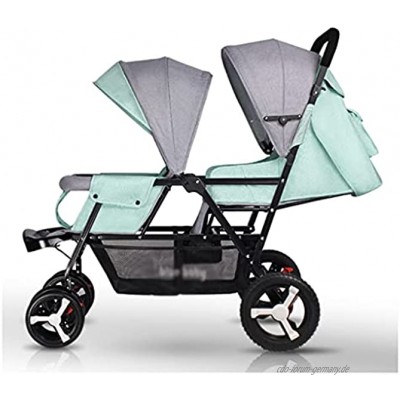 Yyqx Kinderwagen Twin Baby-Kinderwagen EIN Button-Rückzug Leichte Faltbare Sitzen und Liegestütze Doppelwagen für Zwei Kinder Buggy Color : Mint+Black Tube