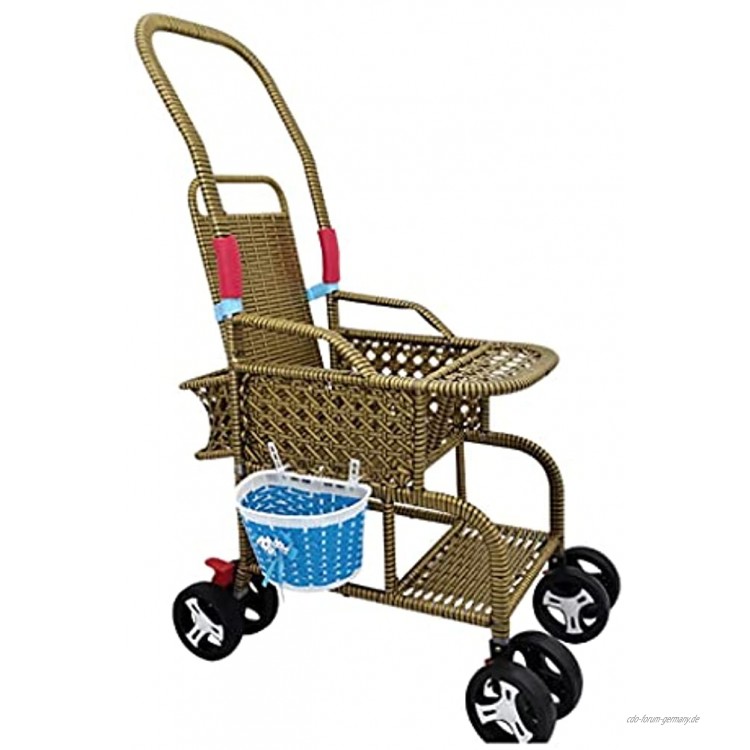 LOMJK Standardkinderwagen Baby-Kinderwagen Bambus und Rattan-Folding-Rattan-Stuhl Baby-Kinderwagen können sitzen und leichte Bambus gewebt Baby Kinderwagen Buggys Color : A
