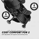 Baby Jogger City Tour 2 Doppel-Kinderwagen | leicht faltbar & tragbar | Doppelbuggy | Schwarz
