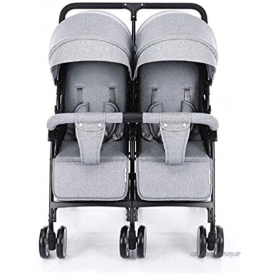 JIAX Doppelkinderwagen für Kinder Säuglinge und Kleinkinder Kinderwagen für Zwillinge Universal Kinderwagen Nebeneinander mit Regenschutz Kühlkissen Sonnenschutz Fußschutz Color : Gray
