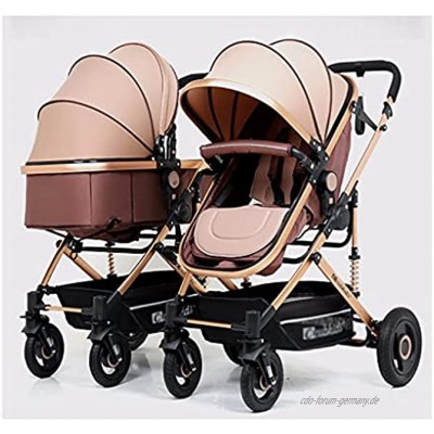 JIAX Zwillingskinderwagen nebeneinander Faltbarer Doppelsitz-Tandem-Kinderwagen mit Verstellbarer Rückenlehne Doppel-Kinderwagen für Neugeborene und Kleinkinder Fußstütze abschließbare Räder