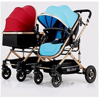 Zwillingskinderwagen 2 in 1 faltbarer Doppelsitz-Tandem-Kinderwagen mit verstellbarer Rückenlehne Zwillingskinderwagen für Neugeborene und Kleinkinder Schiebegriff und Fußstütze abschließbare Räder