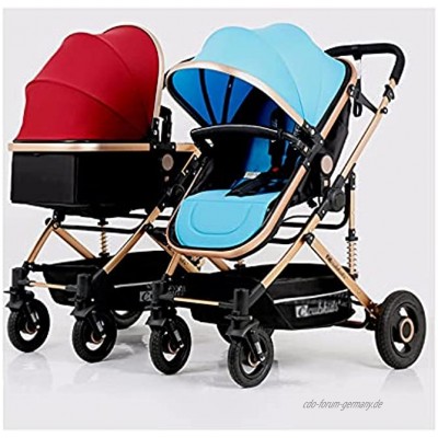 Zwillingskinderwagen 2 in 1 faltbarer Doppelsitz-Tandem-Kinderwagen mit verstellbarer Rückenlehne Zwillingskinderwagen für Neugeborene und Kleinkinder Schiebegriff und Fußstütze abschließbare Räder