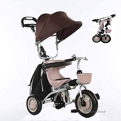 Baby Trike faltbar 4-in-1-Kinder-Dreirad-Klapprad für 6 Monate bis 5 Jahre faltbar 3-Rad-Schiebegewicht 30 kg Color : Khaki