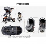 Multifunktions-Babywagen kompakter 3 in 1 Kinderwagen einhändiges Falten Kinderwagen-Kinderwagen mit Warenkorb und Mommy-Tasche Rad Grau Größe : Khaki