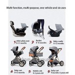 Multifunktions-Babywagen kompakter 3 in 1 Kinderwagen einhändiges Falten Kinderwagen-Kinderwagen mit Warenkorb und Mommy-Tasche Rad Grau Größe : Khaki