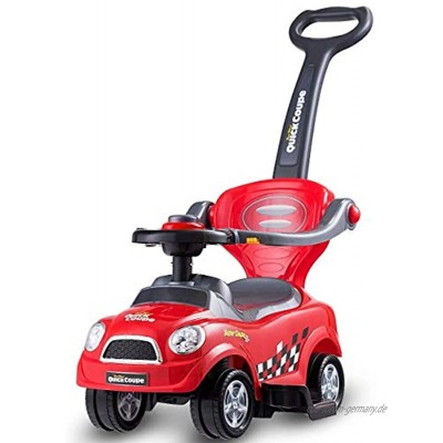 Showkig Spielzeugauto Baby Walker 3-in-1-Rutschauto mit Hupenton Schiebegriff for Eltern Sicherheitsbarriere Ablagefach Cabrio-Kinderwagen