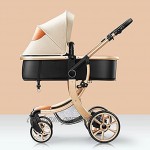 Tokujn Kinderwagen Luxus-Reisesystem kompakter Kinderwagen 2-in-1-Kinderwagen Faltbarer Kinderwagen mit hohem Aufbewahrungskorb und Mama-Tasche einstellbare Neigung