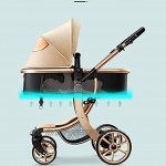 Tokujn Kinderwagen Luxus-Reisesystem kompakter Kinderwagen 2-in-1-Kinderwagen Faltbarer Kinderwagen mit hohem Aufbewahrungskorb und Mama-Tasche einstellbare Neigung