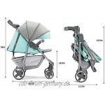 TOKUJN Leichter Baby-Regenschirm-Kinderwagen 4 Positionszeilung einstellbare Rückenlehne UV. Schutzknopf Becherhalter Lagerkorb