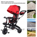 Zerone Dreirad für Babys faltbar tragbar mit Vorzelt für Kinder von 1 bis 5 Jahren – Sicherheitsgurt – tragbare Tasche