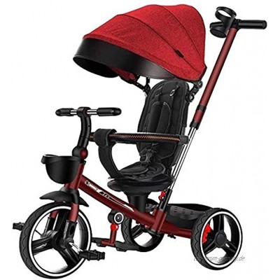 JINHH 4 In 1 Kinder-Fahrrad Dreirad-Licht-Kind-Spaziergänger Folding Kinderautositz Drehschutzzaun Gerät Jungen Und Mädchen Farbe: Rot