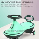 QqHAO Baby Twist Car Swing Car leises Anti-Rollover-PU-Magnetblitzrad mit LED-Licht 4 musikfreie Installation für Babys im Alter von 1-6 Jahren,Grün