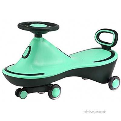 QqHAO Baby Twist Car Swing Car leises Anti-Rollover-PU-Magnetblitzrad mit LED-Licht 4 musikfreie Installation für Babys im Alter von 1-6 Jahren,Grün
