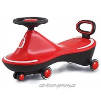 QqHAO Baby Twist Car Swing Car leises Anti-Rollover-PU-Magnetblitzrad mit LED-Licht 4 musikfreie Installation für Babys im Alter von 1-6 Jahren,Rot