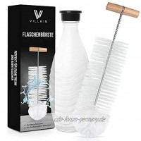 Villkin Flaschenbürste Kompatibel für SodaStream Glasflaschen Babyflaschen und Gläser Reinigungsbürste mit Wollkopf für eine kratzfreie Reinigung von Glas und Plastik Transparent Weiß Universal