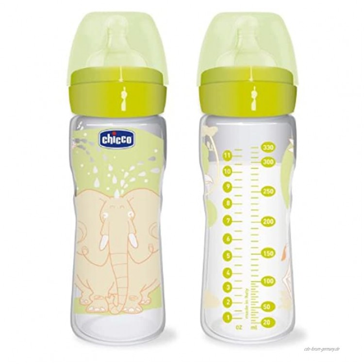 CHICCO BABY FAST FLOW FEEDING SILICON PLASTIC BOTTLE 4+ 330ml