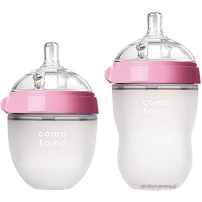 Comotomo Natural Feel Bundle 2 Items: 8 Ounce Baby Bottle Pink & 5 Ounce Ba... by Comotomo