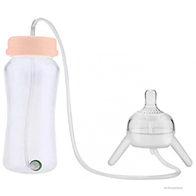 Knowoo Babyflasche 300ml Natürliche Babyflasche Selbsternährende Hände Kostenlose Babyflasche mit langem Strohhalm