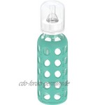 Lifefactory Baby Glas-Trinkflasche mit Sauger Größe 2 3-6 Monate für Neugeborene BPA-frei Naturnah Silikon-Schutzhülle Borosilikatglas spülmaschinenfest 250ml Türkis
