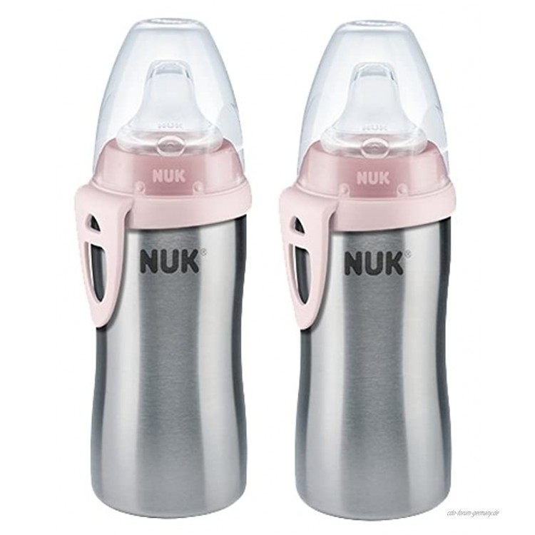NUK 10255352 Active Cup Flaschenkörper aus hochwertigem Edelstahl 215 ml Inhalt 2er Pack 2 Flaschen