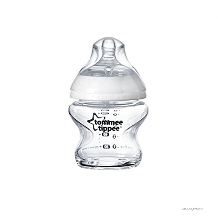 Tommee Tippee Babyflasche aus Glas Closer to Nature Ventil Anti-Kolik Superweicher Sauger 0+ Monate 150ml