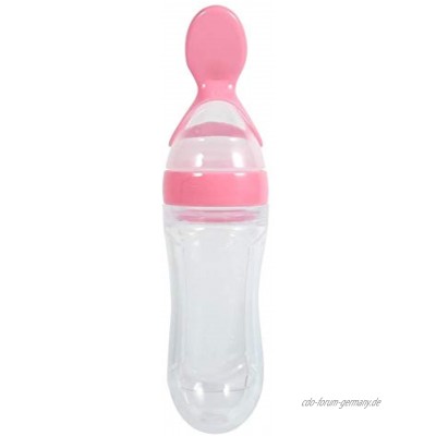Belissy 90 ml Silikon-Baby-Kleinkind-Fütterung-Flasche mit Löffel Fresh Food Getreide Squeeze Feeder Pink
