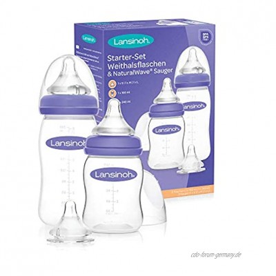 Lansinoh 76320 NaturalWave Starter-Set Flaschen in 160 ml & 240 ml Sauger Größe S M,L transparent 170 g