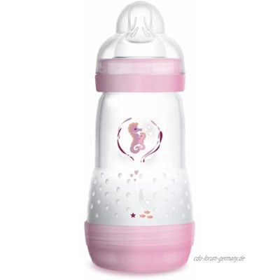 Mam Anti-Colic Baby Bottle 260ml 0-6 Months Flow 2 Colour : Transparent pink with patterns