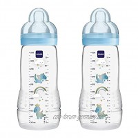 MAM Baby-Flasche mit Sauger mit schnellem Durchfluss 330  ml Packung mit 4 Stück blau FB0602B 2er-Pack