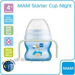 MAM Starter Cup Night Baby Trinklernbecher 150 ml Trinkflasche für erste Trinkversuche Schnabelbecher mit leuchtenden und rutschsicheren Griffen ab 4 Monaten Bär