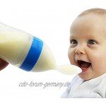 Newin Star Babyflasche Futterflasche Spenderlöffel aus Silikon sicher zum Füttern von Babys Blau