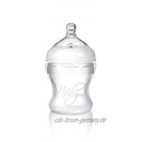 Nuby NT67016 Weithalsflasche aus Silikon 150 ml mit Soft-Flex Flaschensauger aus Silikon ab 1.Tag für Muttermilch Tee Wasser; Grösse: S