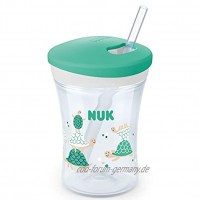 NUK Action Cup Trinklernflasche weicher Trinkhalm auslaufsicher 12+ Monate BPA-frei 230ml Schildkröten grün