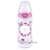 NUK First Choice Babyflasche mit persönlicher Gravur kiefergerechter Silikon-Trinksauger 300ml 6-18 Monate rosa