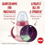 NUK First Choice+ Trinklernflasche Learner Cup Night | 6–18 Monate | 150 ml | Anti-Colic-Ventil | auslaufsichere Trinkschnabel | mit Leuchteffekt | Ergonomische Griffe | BPA-frei | Blau