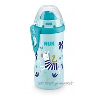 NUK Flexi Cup Trinklernflasche mit weichem Trinkhalm | Chamäleon Effekt | 300ml | 12+ Monate | auslaufsicher | BPA frei | Zebra blau