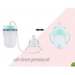 QYC Babyflasche Freisprech-Babyflasche Entwöhnungsflasche Selbsternährende Babyflasche Silikon-Weithals-Babyflasche mit Doppeltem Verwendungszweck Langes Stroh Mimic Brust 250ml