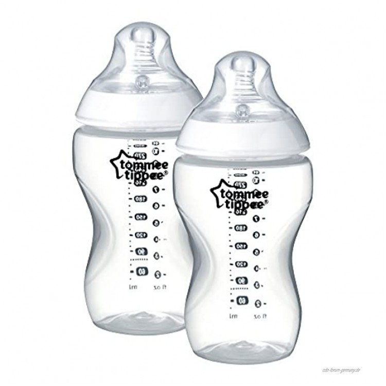 Tommee Tippee Closer to Nature Baby-Fläschchenset mit Anti-Kolik Ventil 2er Pack ab 3+ Monaten 260ml