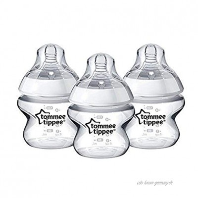 Tommee Tippee Closer to Nature® Babyflaschen brustähnlicher Sauger mit Anti-Kolik-Ventil 150ml 3er Pack Klar